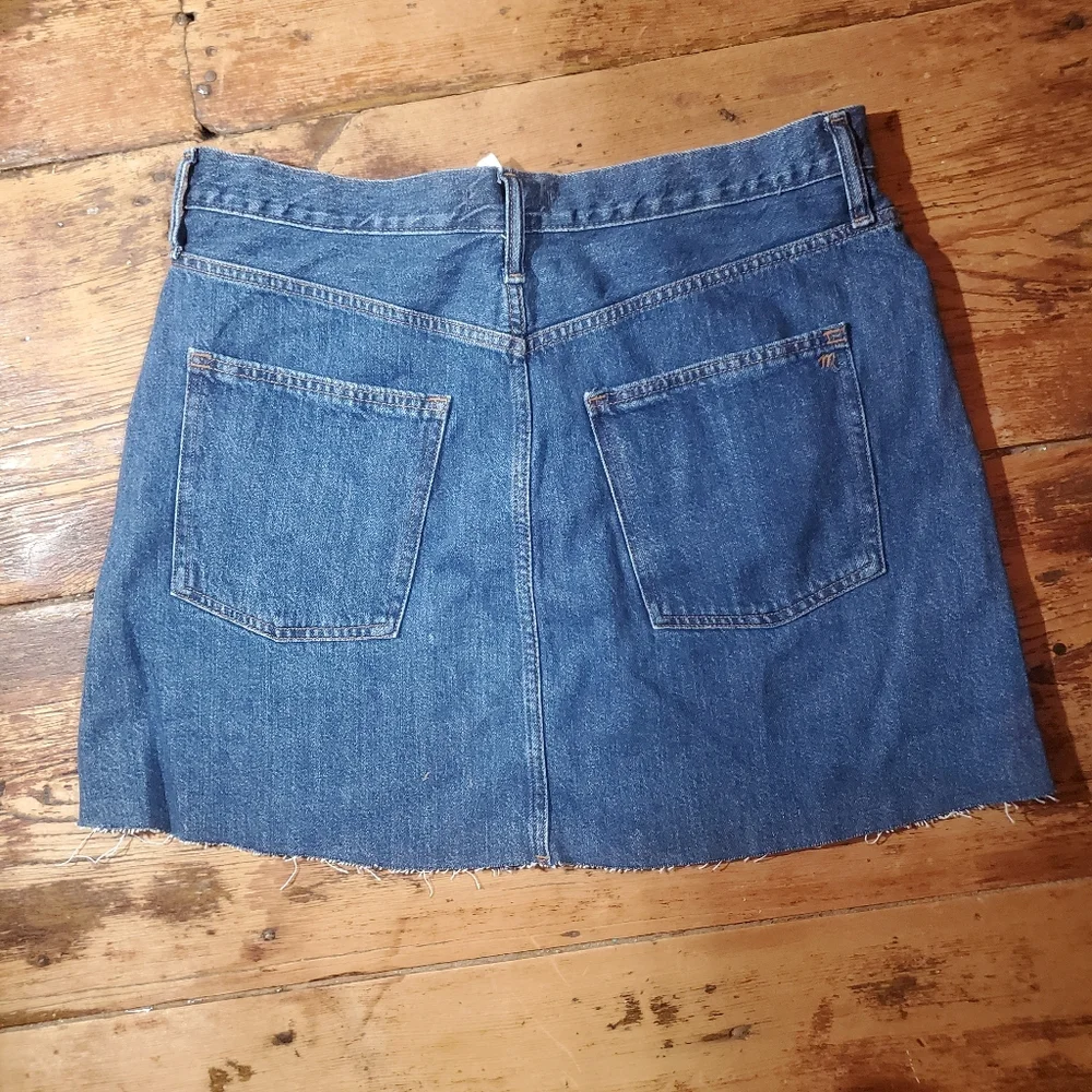 Madewell rigid denim a-line mini jean skirt raw hem
